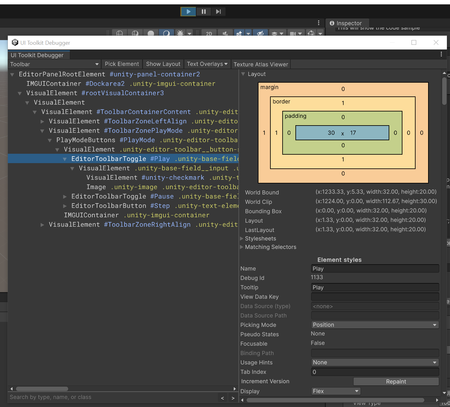 UI toolkit Debugger Example
